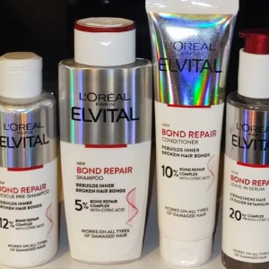 L'Oréal Elvital Bond Repair  - L'Oréal Elvital Bond Repair, Pre-Shampoo 200ml, Shampoo 200ml, Balsam 150.l, Serum 150ml. Nytt i obruten förpackning. Pris för 4 produkter.