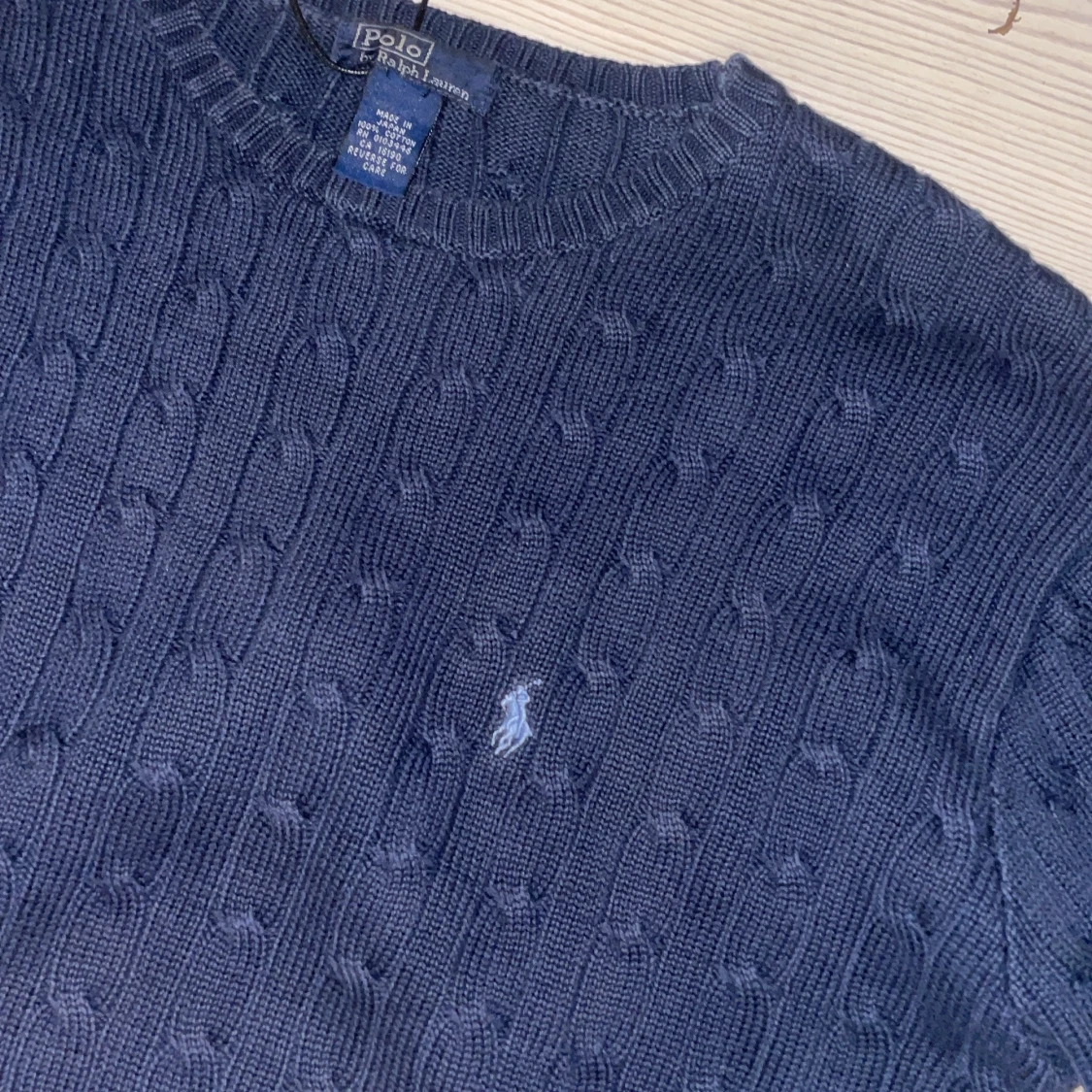 Mörkblå kabelstickad tröja Polo Ralph Lauren - 1