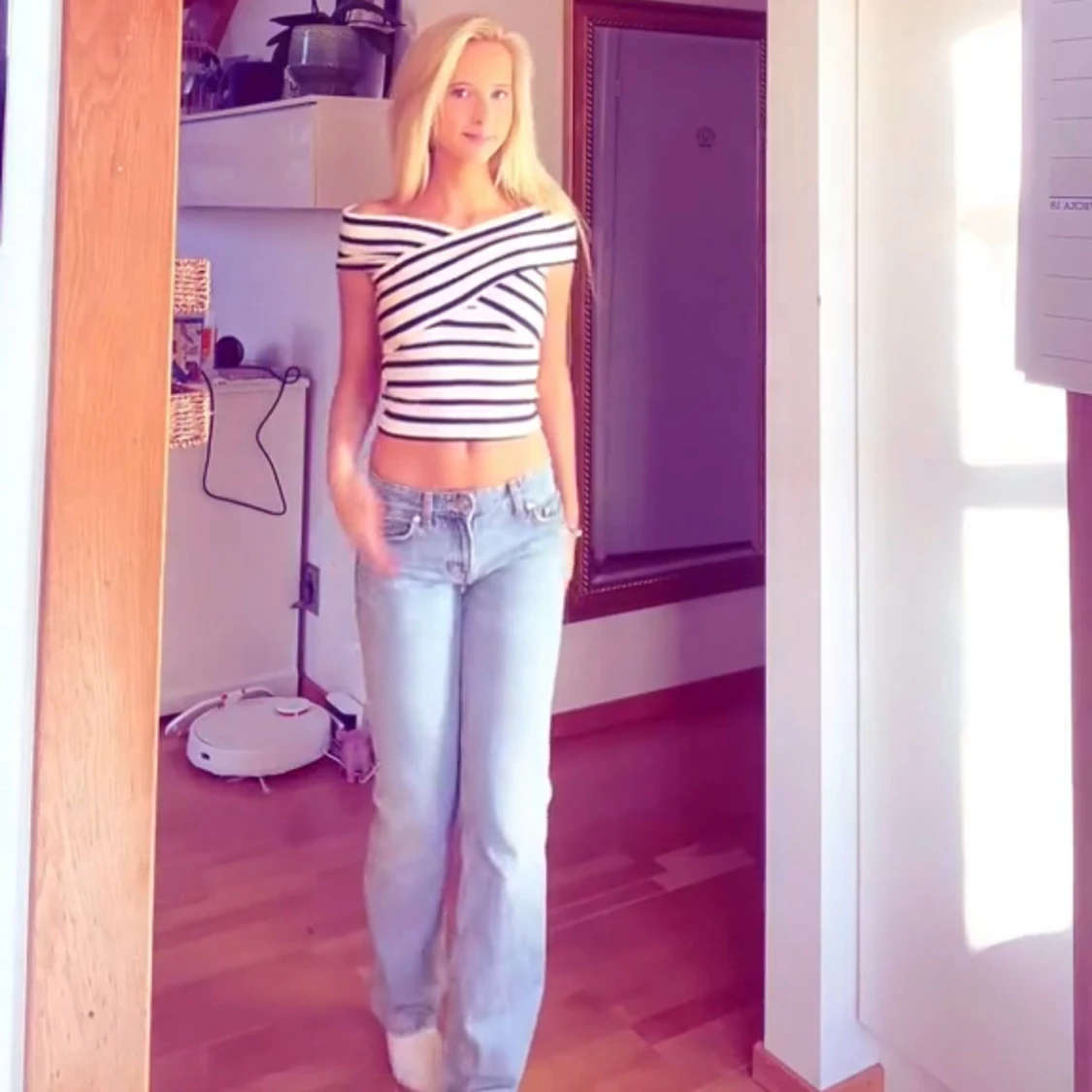 Ljusblå raka jeans från Zara - 3