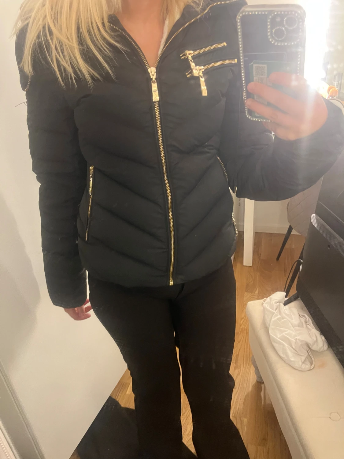 Svart pufferjacka Hollies med leopardfoder - 3