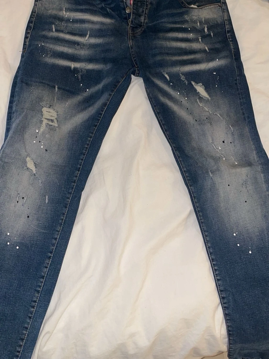 Dsquared2 blå slitna jeans herr - 1