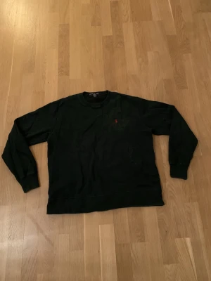 Mörkgrön sweatshirt från Polo Ralph Lauren - Klassisk mörkgrön sweatshirt från Polo Ralph Lauren med rund halsringning och diskret röd logobrodyr på bröstet. Tröjan har långa ärmar och ribbade muddar vid ärmslut och nederkant. Perfekt för en avslappnad och stilren look. Mörkgrön.