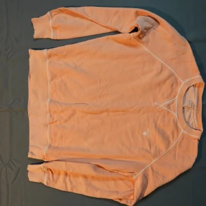 Persikofärgad sweatshirt från Gant - Säljer en persikofärgad sweatshirt från Gant med broderad logga på bröstet. Tröjan har rund halsringning, långa ärmar och synliga sömmar som ger en sportig look. Perfekt för en avslappnad stil.