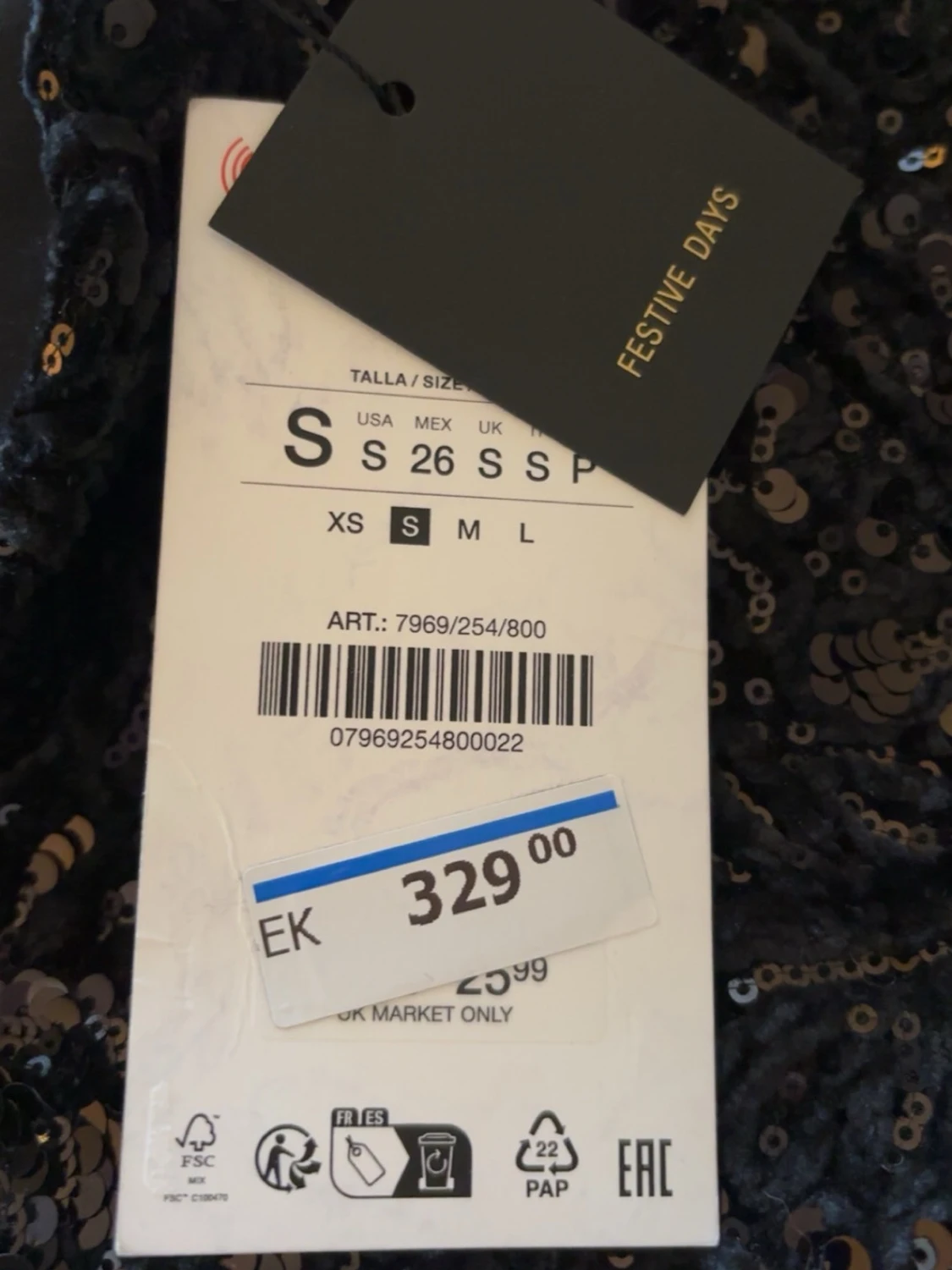 Svart paljett-tubtopp från Zara - 2