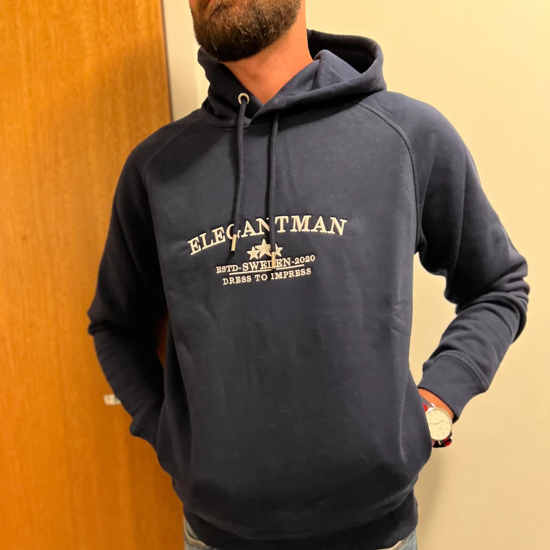 Mörkblå hoodie Elegantman S - 1