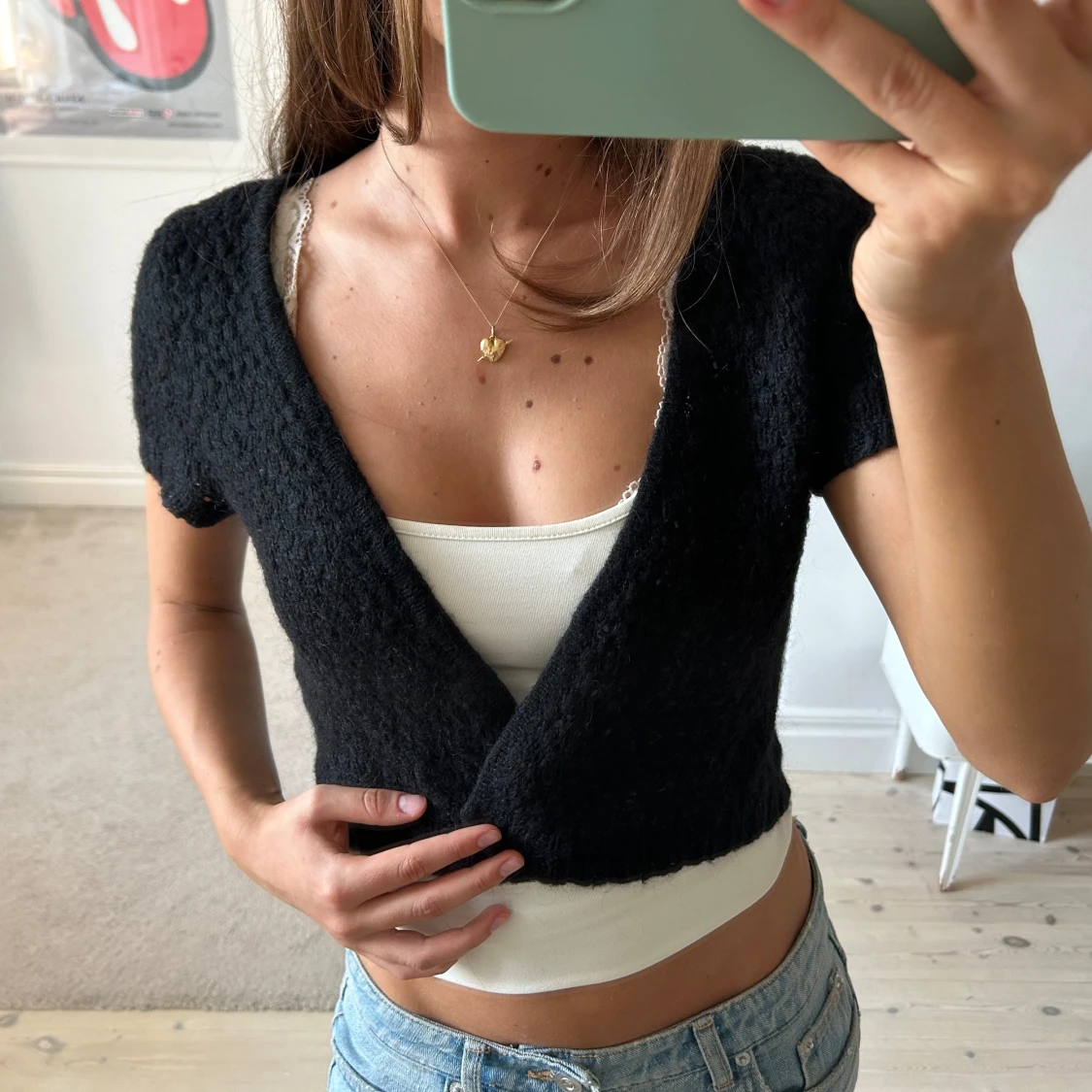 Svart stickad kofta från Bik Bok