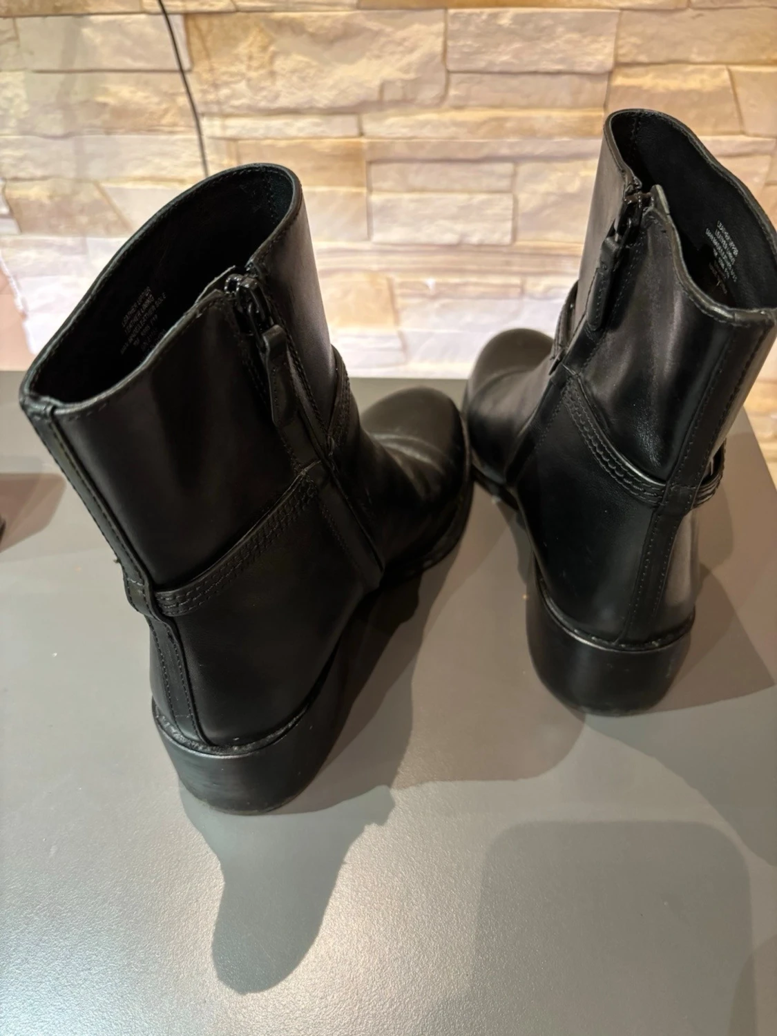 Svarta boots i skinn med dragkedja - 3