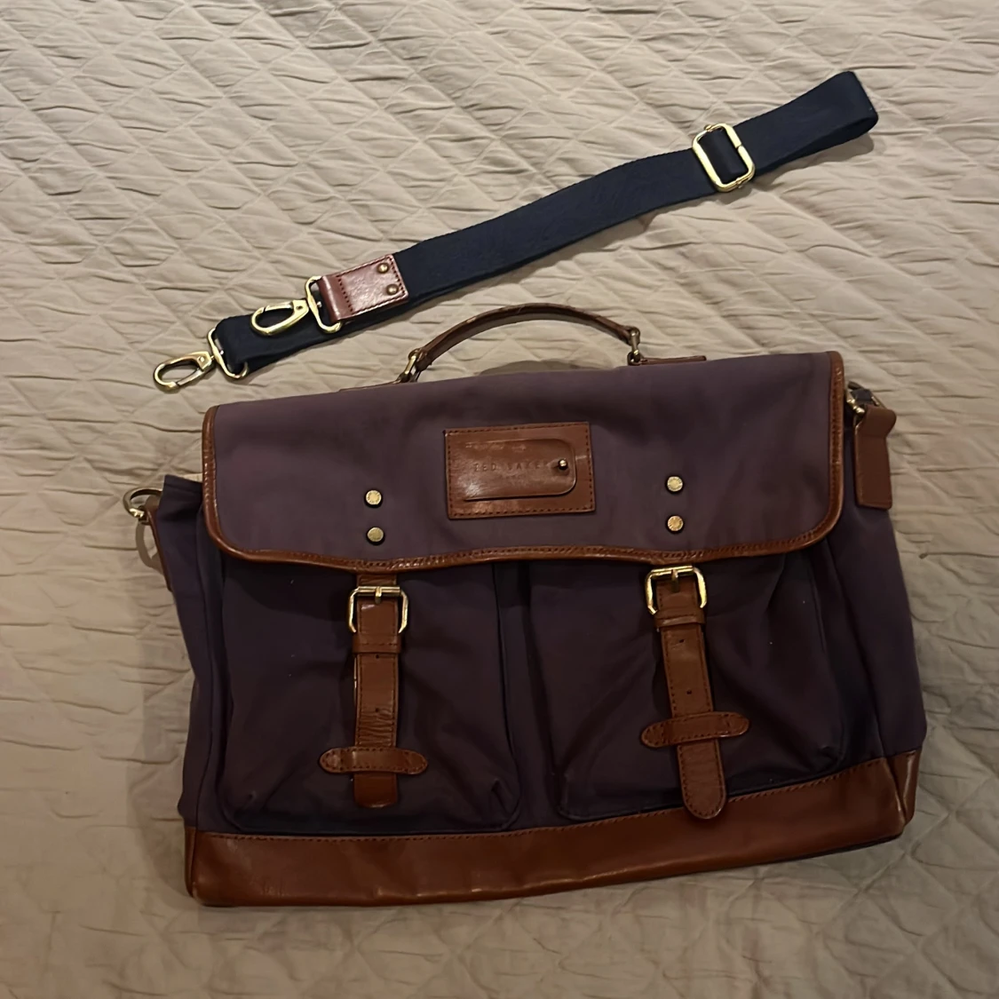 Blå/lila och brun vintage väska från Ted Baker