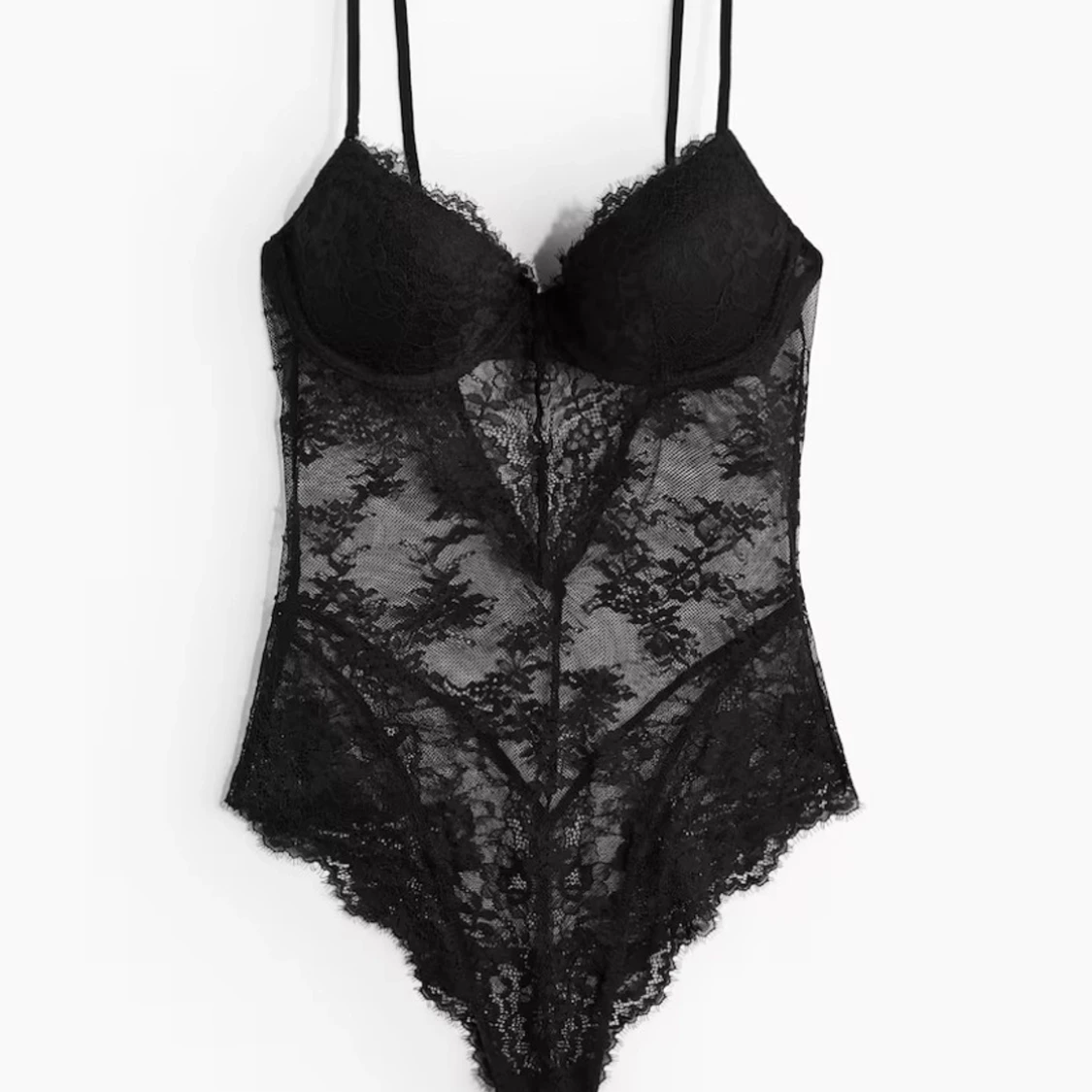 Svart spetskorsett med tunna axelband - 1