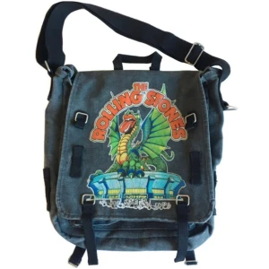 Vintage Rolling Stones axelremsväska/ tygväska/ band väska - Vintage Rolling Stones band-väska/ axelremsväska/ tygväska, Bredd rakt över 40cm, Höjd rakt över 41cm