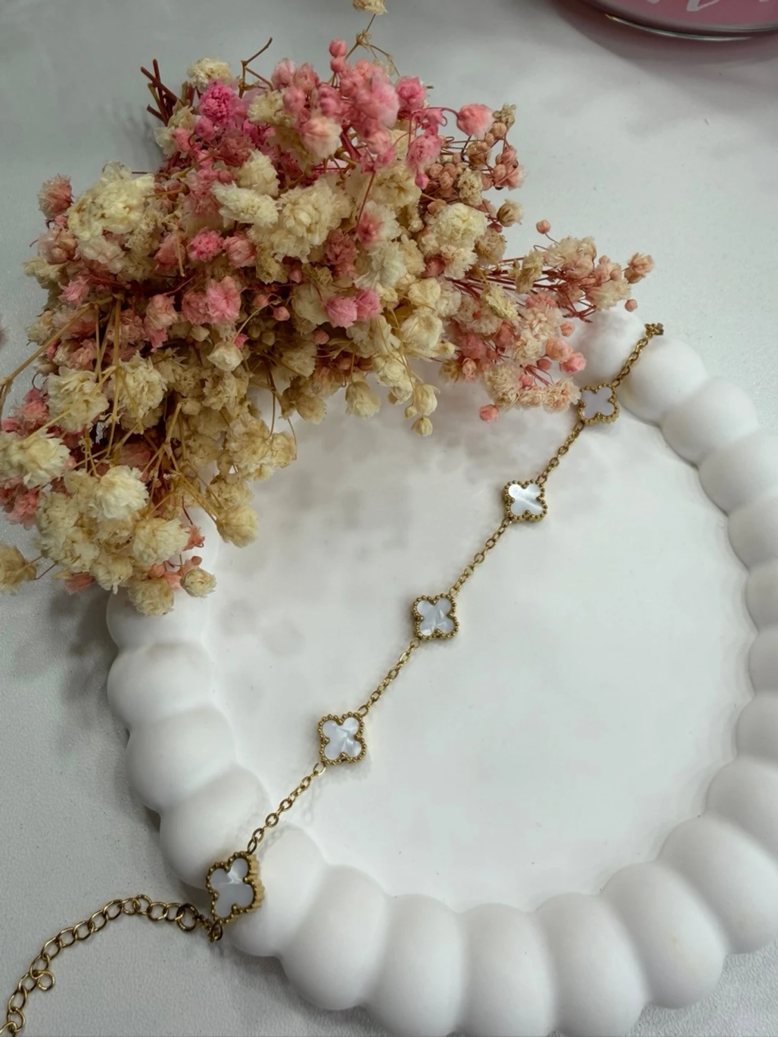 18k guldpläterat klöver armband