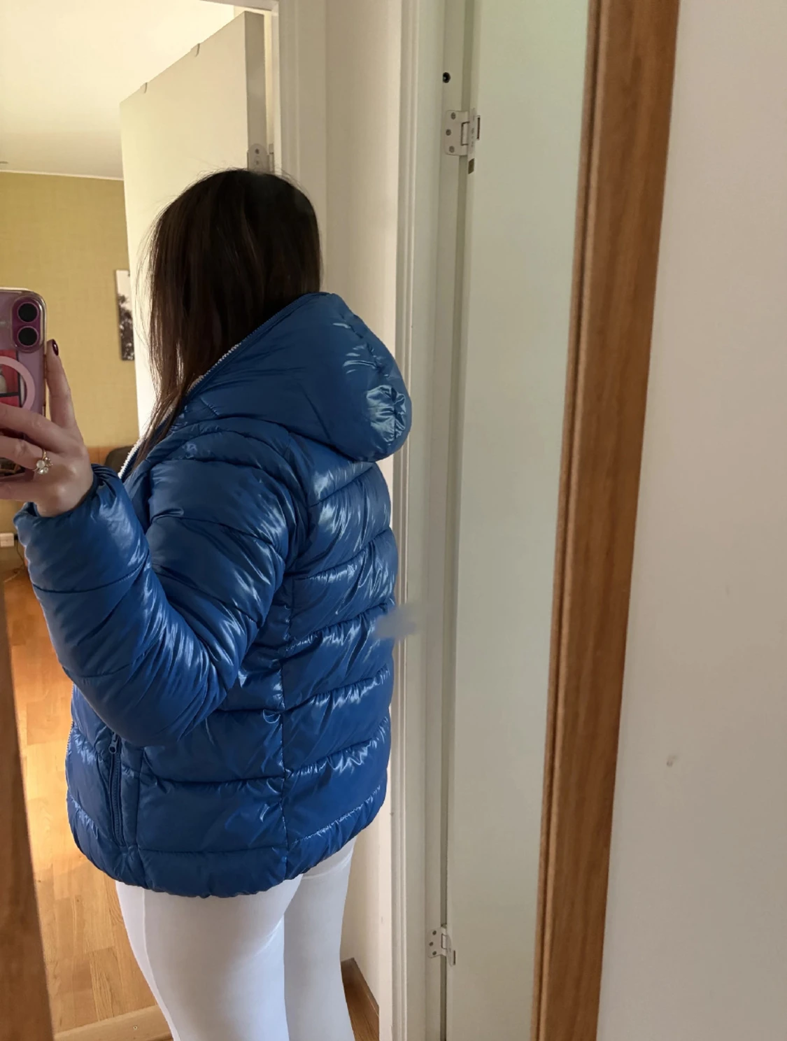 Blå pufferjacka med teddyfoder - 2