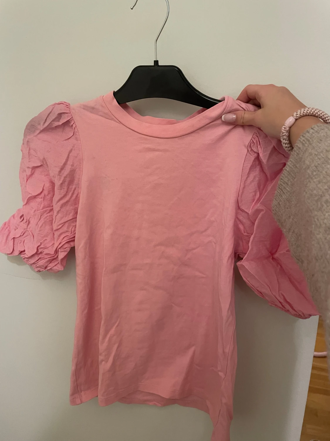 Rosa puffärm topp i bomull