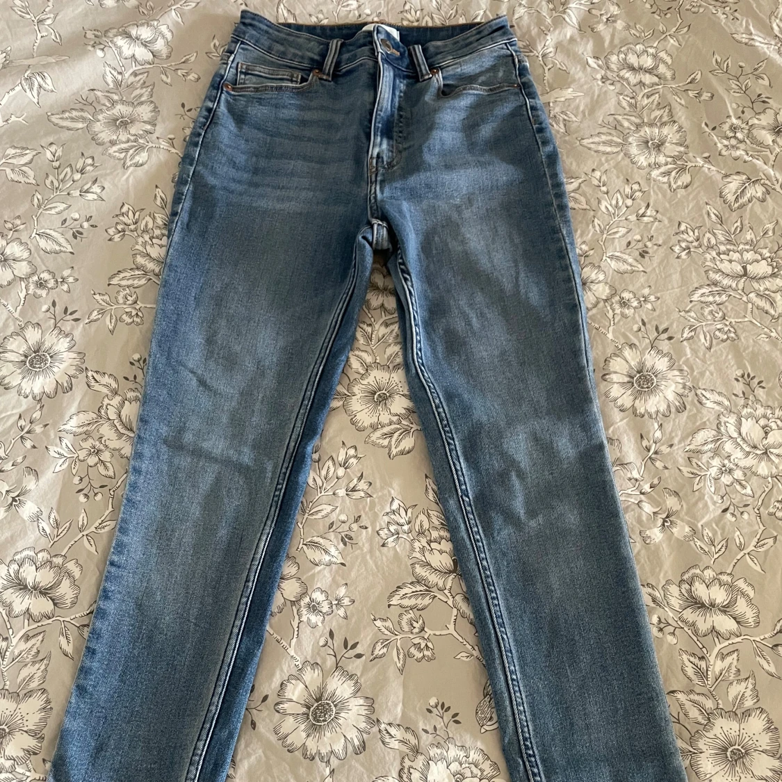 Blå skinny jeans med hög midja - 1