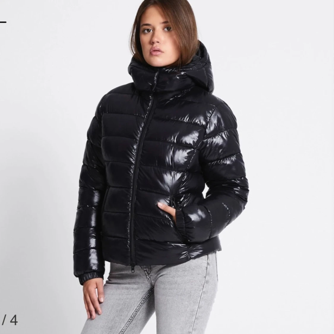 Helt ny svart pufferjacka med huva - 2