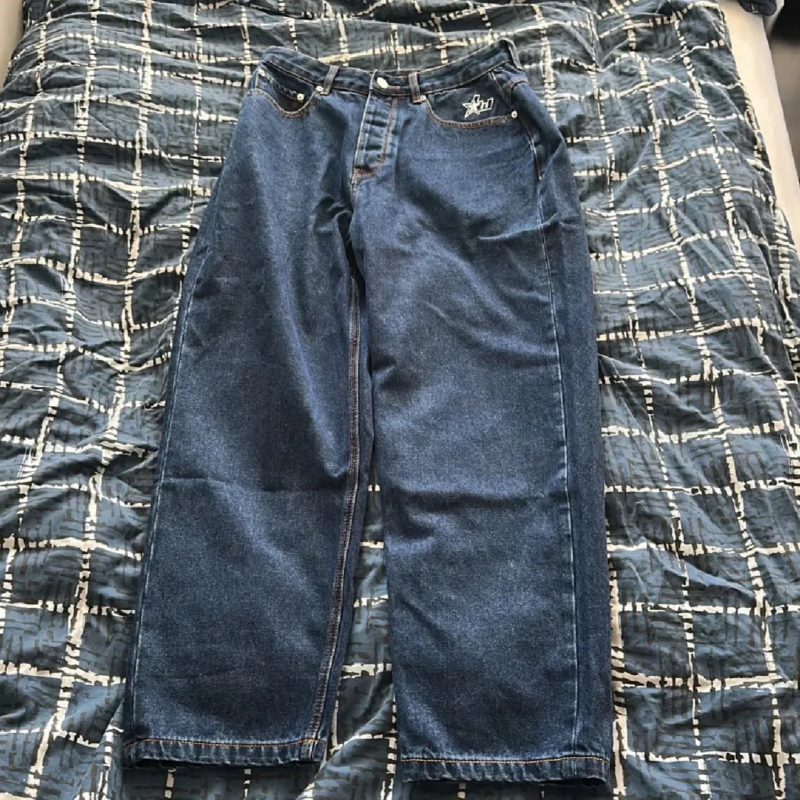 Blå wide jeans från Lorenzo, stl 32