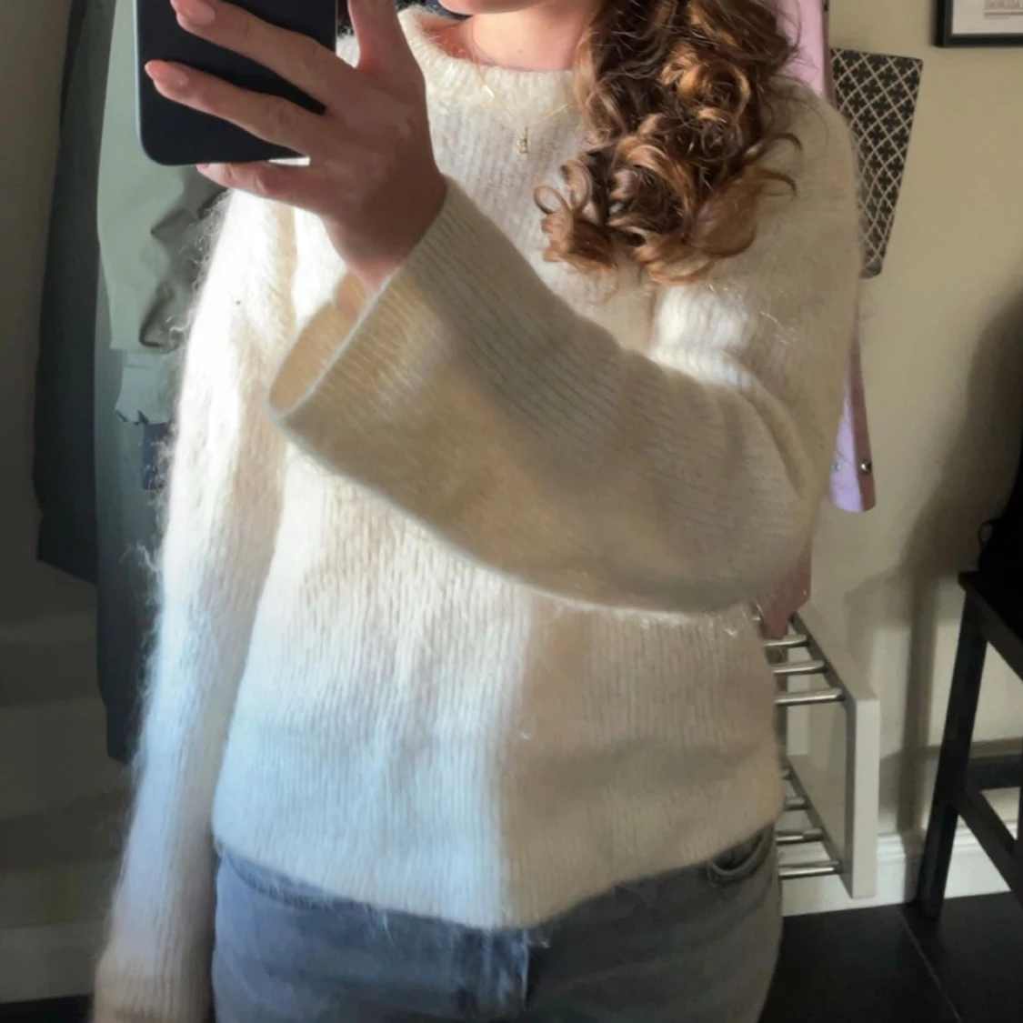 Vit stickad tröja - 1
