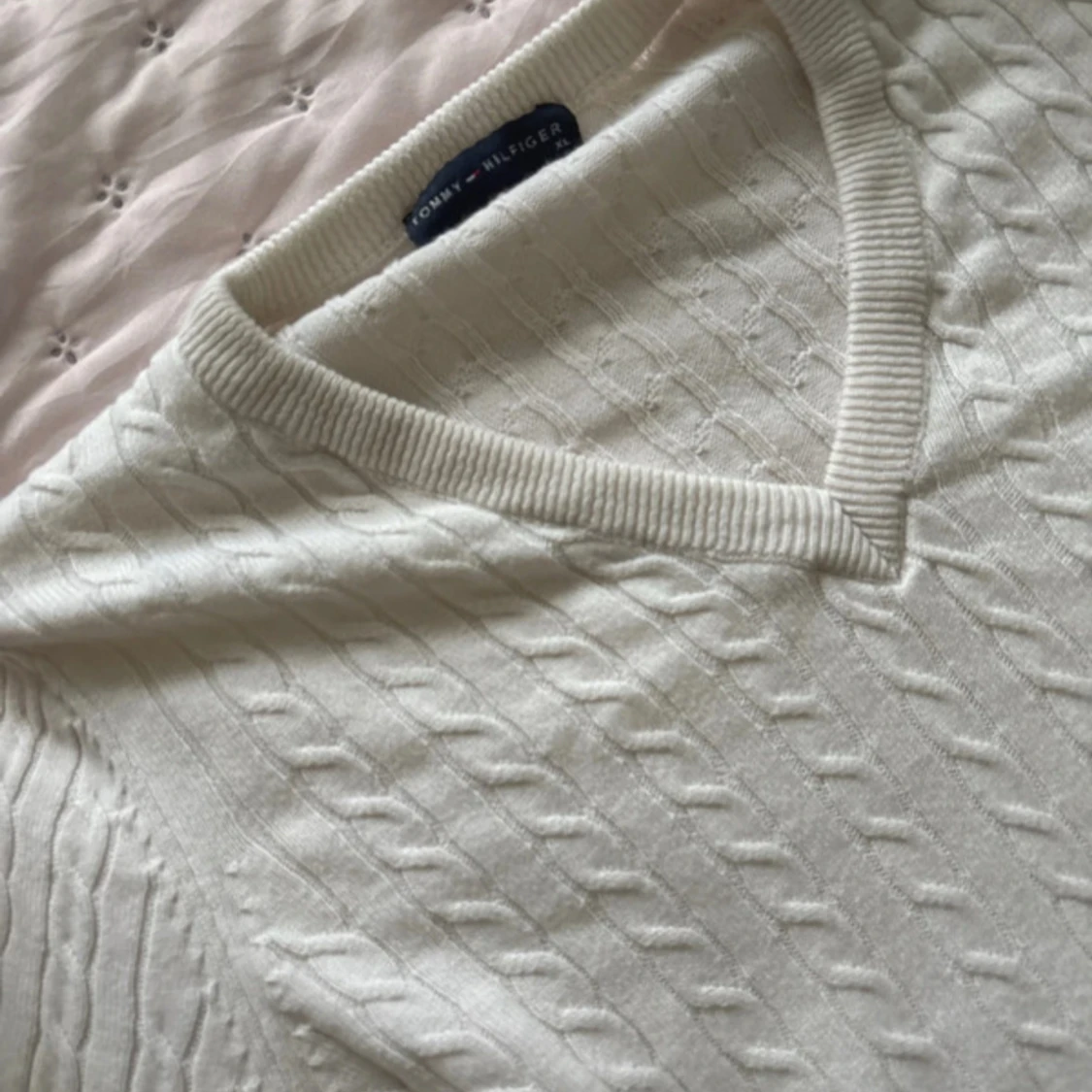 Vit kabelstickad tröja Tommy Hilfiger - 4