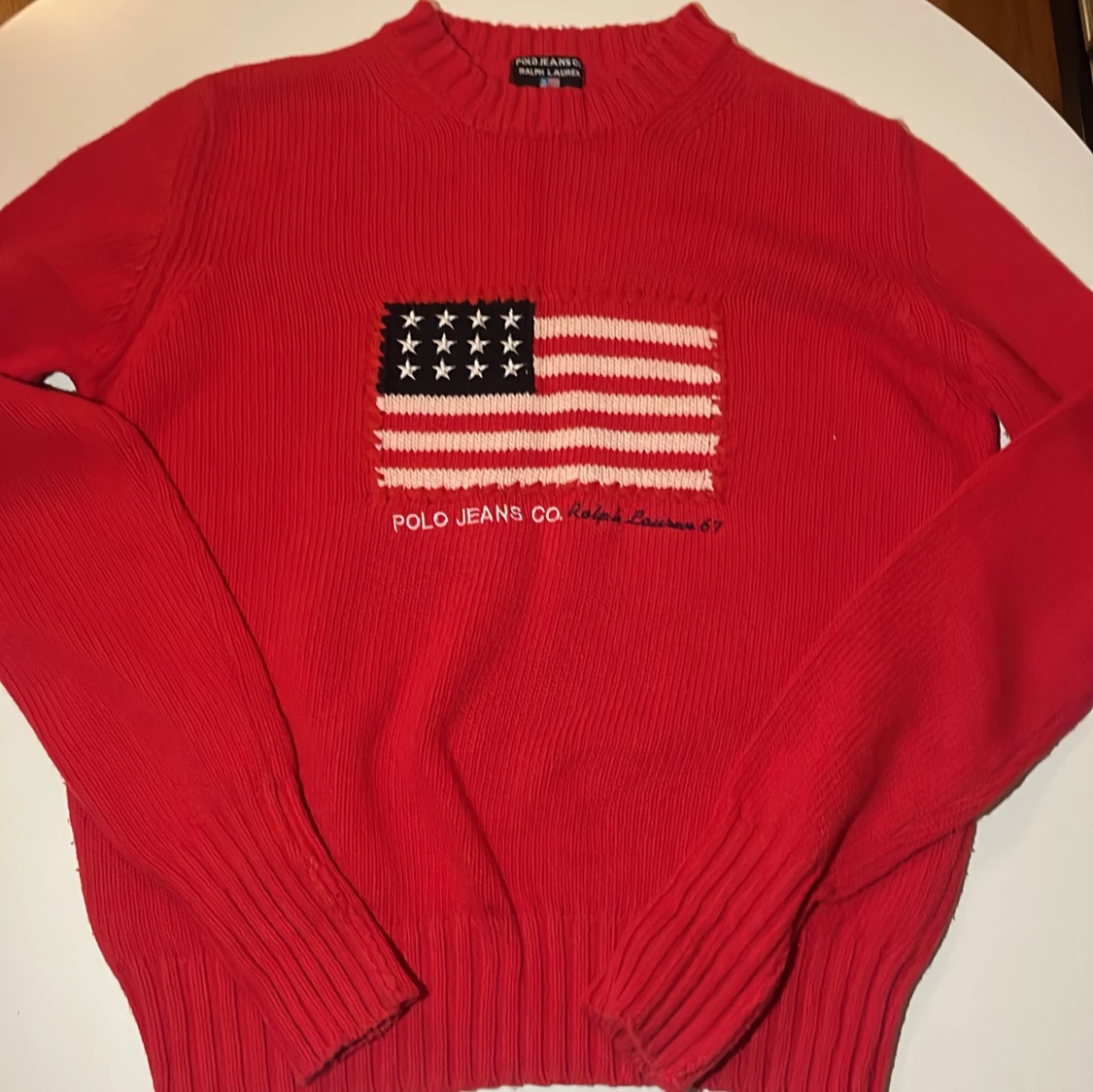 Röd stickad tröja Polo Jeans Co