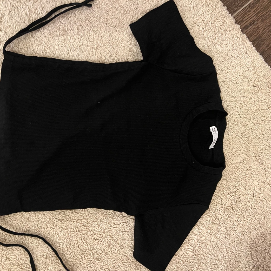 Svart ribbad topp med snörning Paul Mark - 1