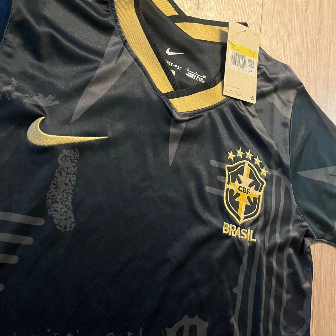 Svart Brasil Nike fotbollströja S - 2