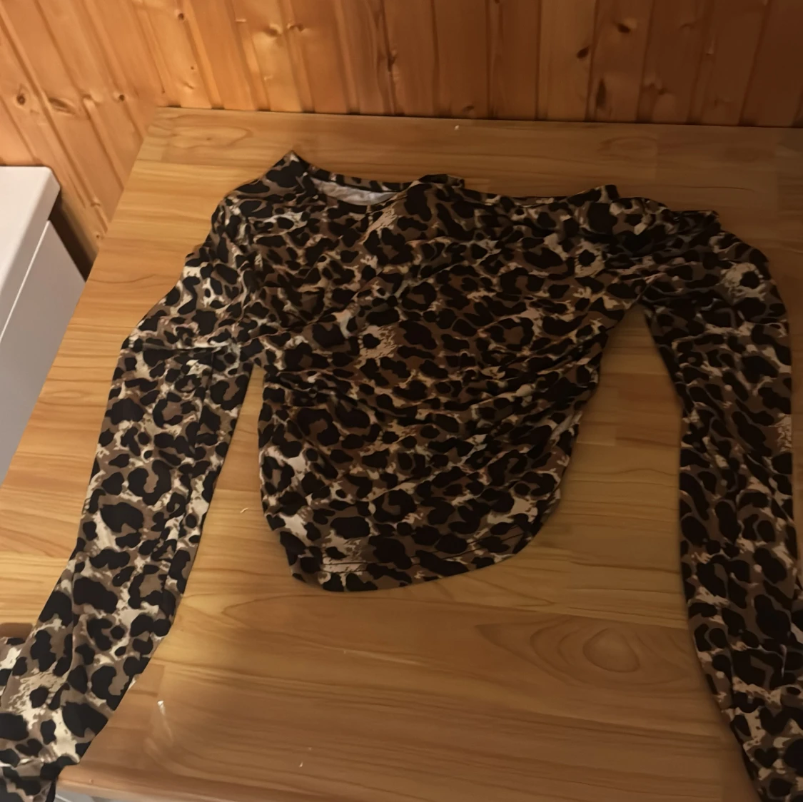 Leopardmönstrad mesh topp med snörning - 3