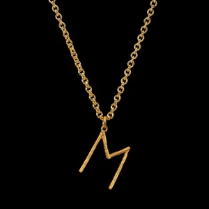 Maria Nilsdotter halsband med bokstav - WONKY LETTER NECKLACE, längd 45, tappat lite av den guldiga färgen men går att guldplatera om