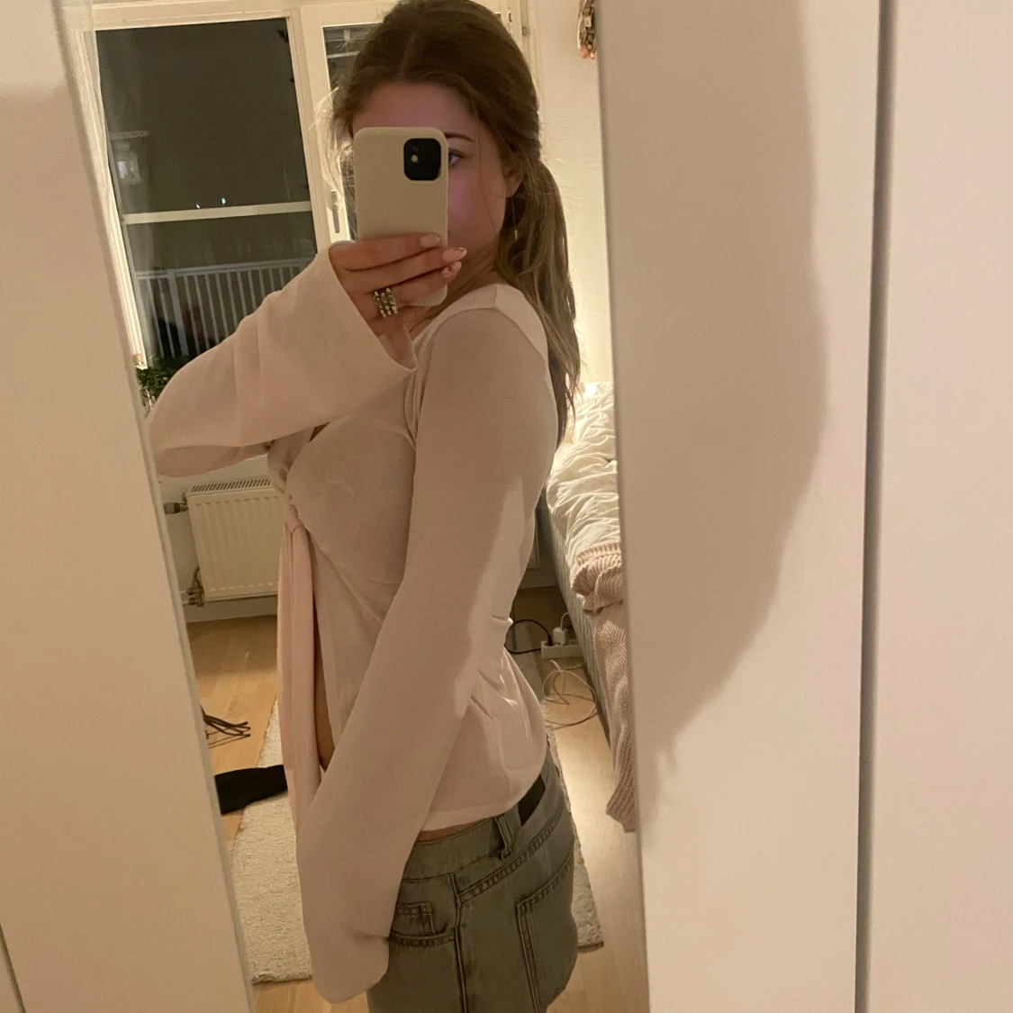 Ljusrosa omlottopp med knyt - 1