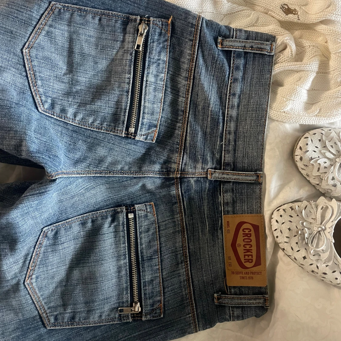 Blå jeans från Crocker med dragkedjor - 2