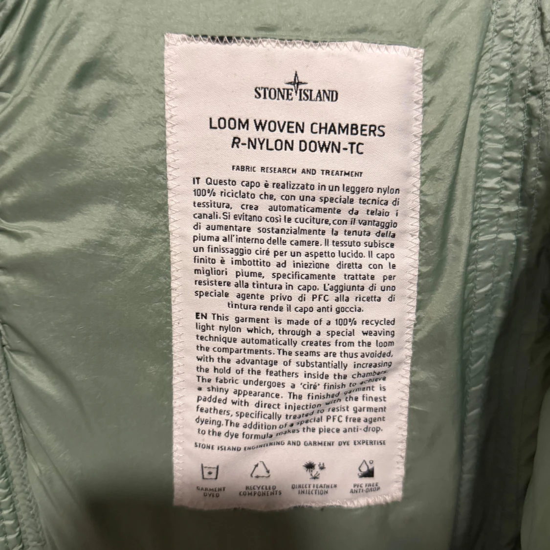 Stone Island dun jacka - Loom Woven Chambers R- dylon down - TC (Grön) - 3