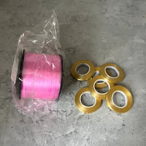 Presentsnöre - Guldigt presentsnöre 5mm x 10m 6st. Rosa presentsnöre 90m, nytt och oanvänt!