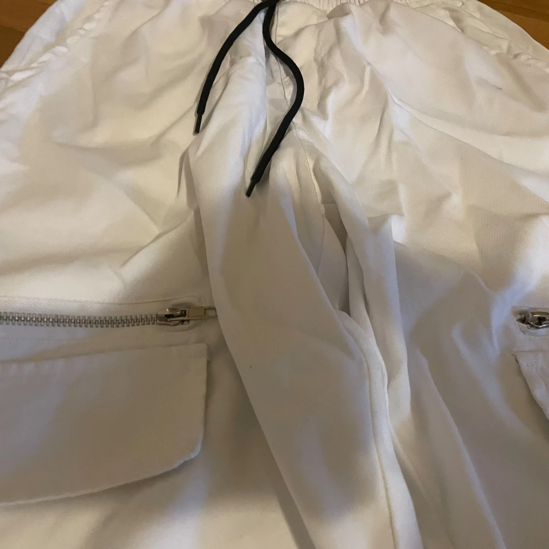 Vita cargopants med snörning, S - 2