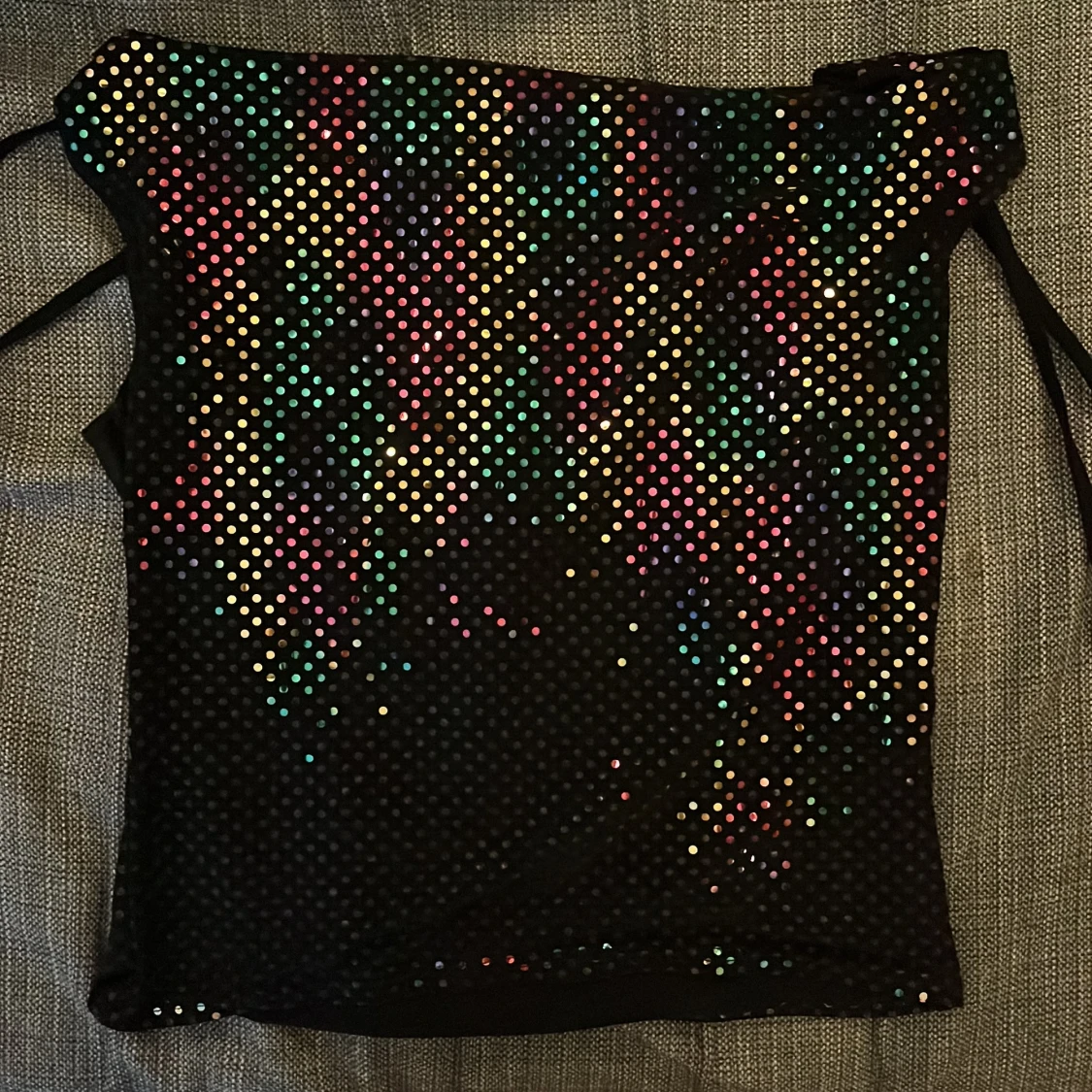 Svart glittrig offshoulder topp - 3