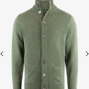 Alan paine cardigan  - Snygg grön stickad cardigan från alan paine i storlek ( S/M) . Sjukt snygg och riktigt fräsch nu till hösten, den är  nästintill helt ny. Hör av er vid funderingar!