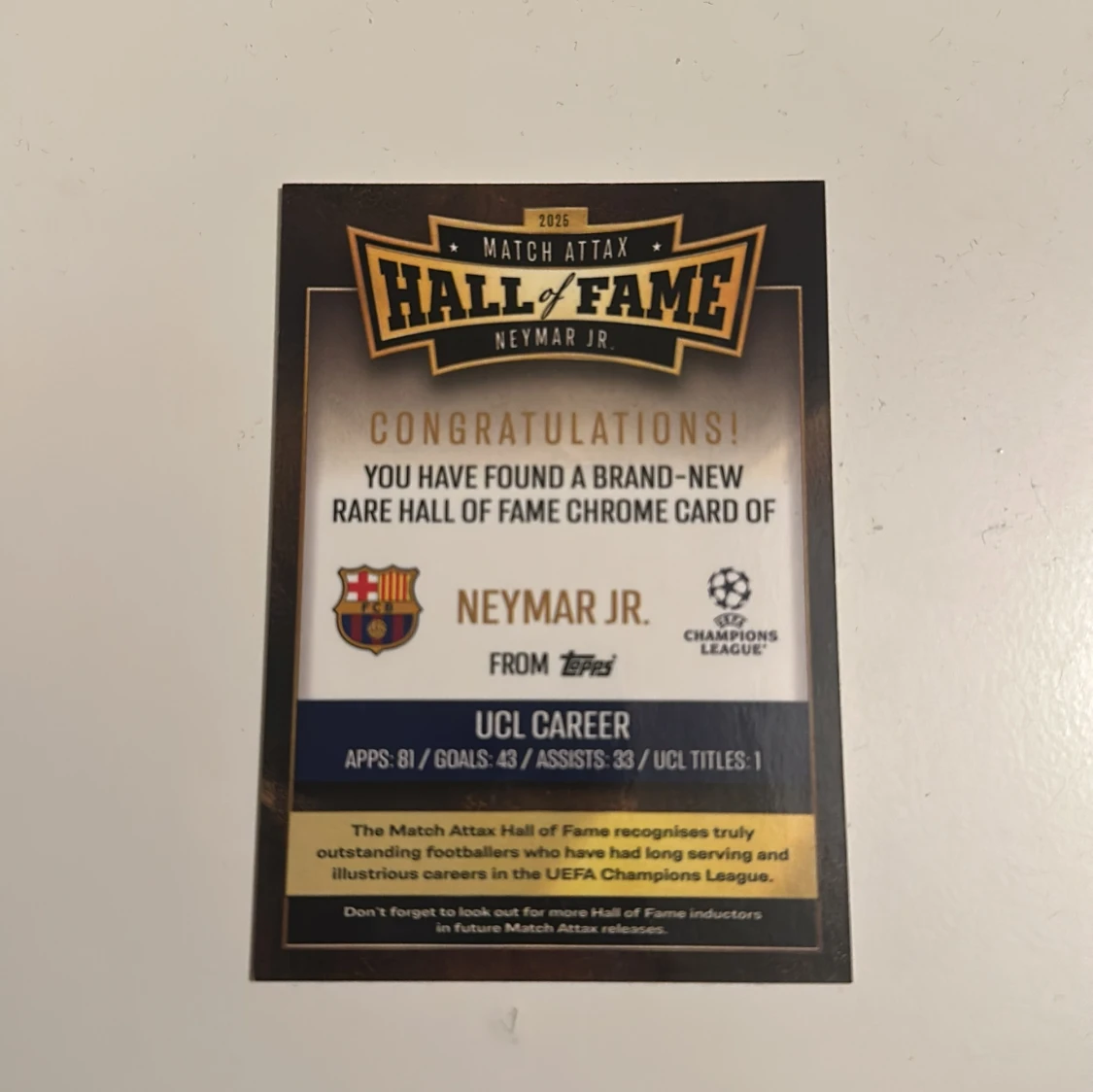 Match Attax Hall of Fame Neymar Jr. - 1