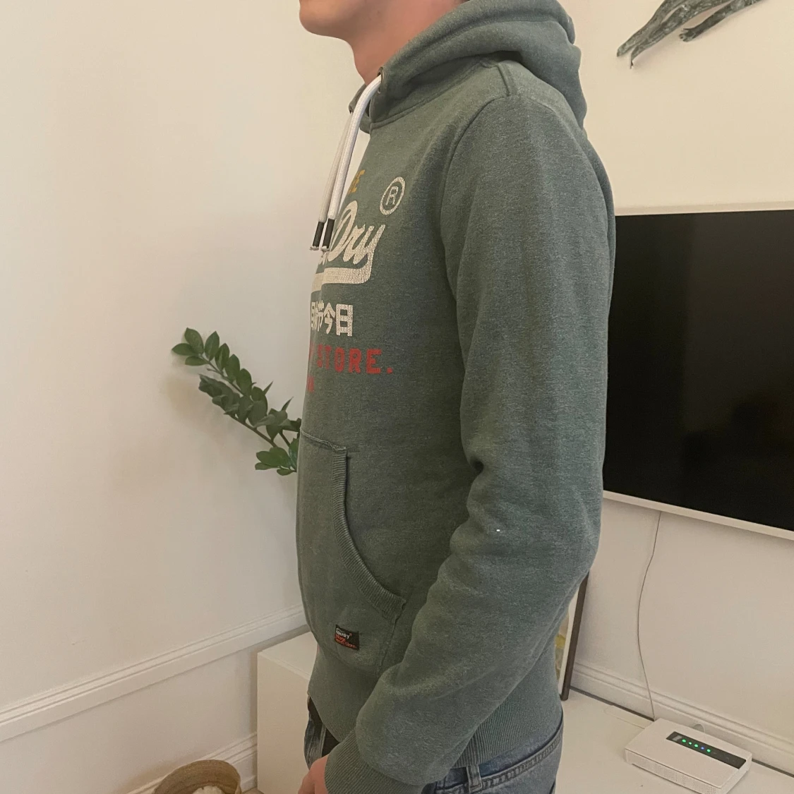 Grön Superdry hoodie med tryck - 1