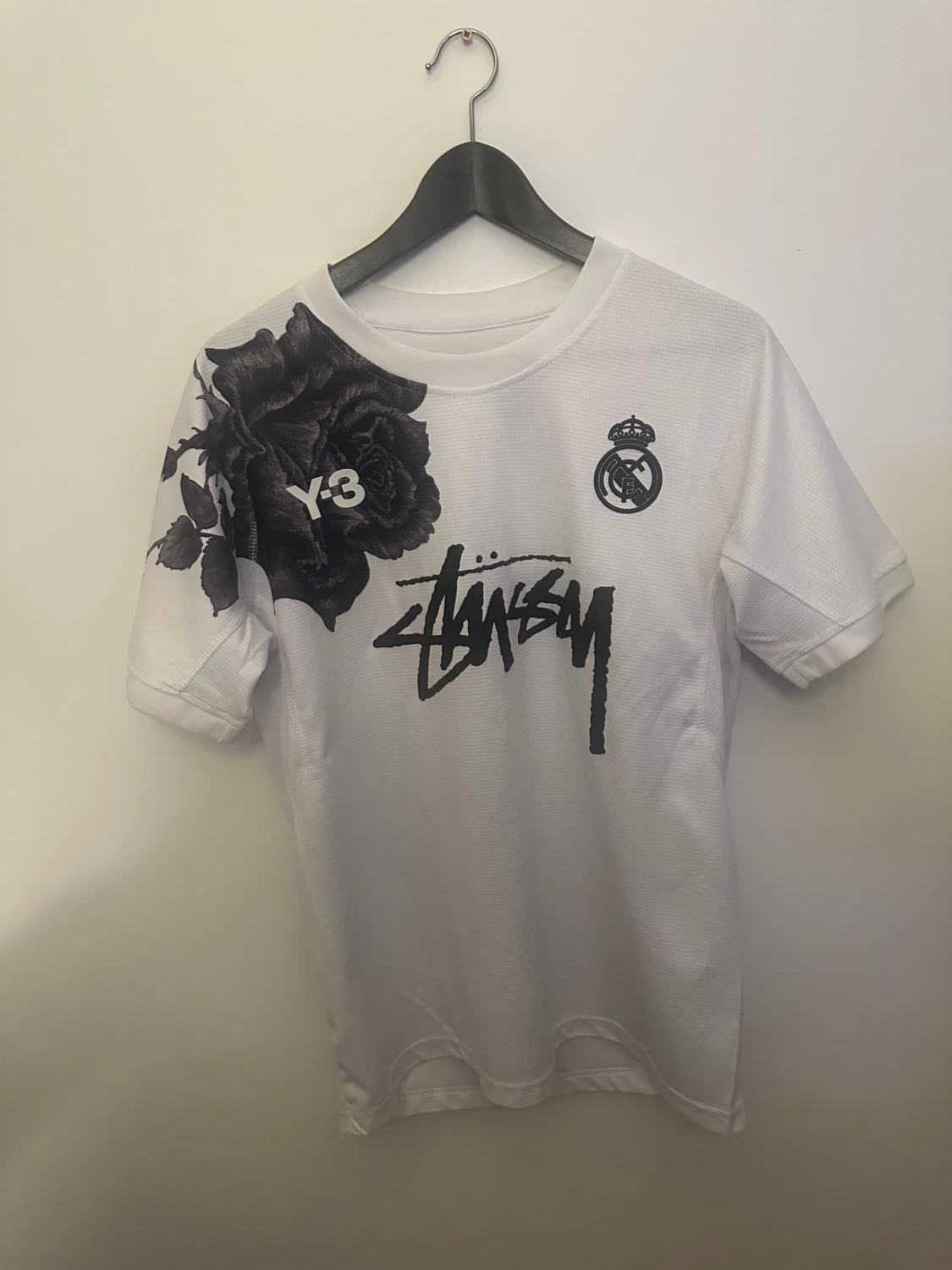 Vit Real Madrid x Y-3 x Stüssy fotbollströja