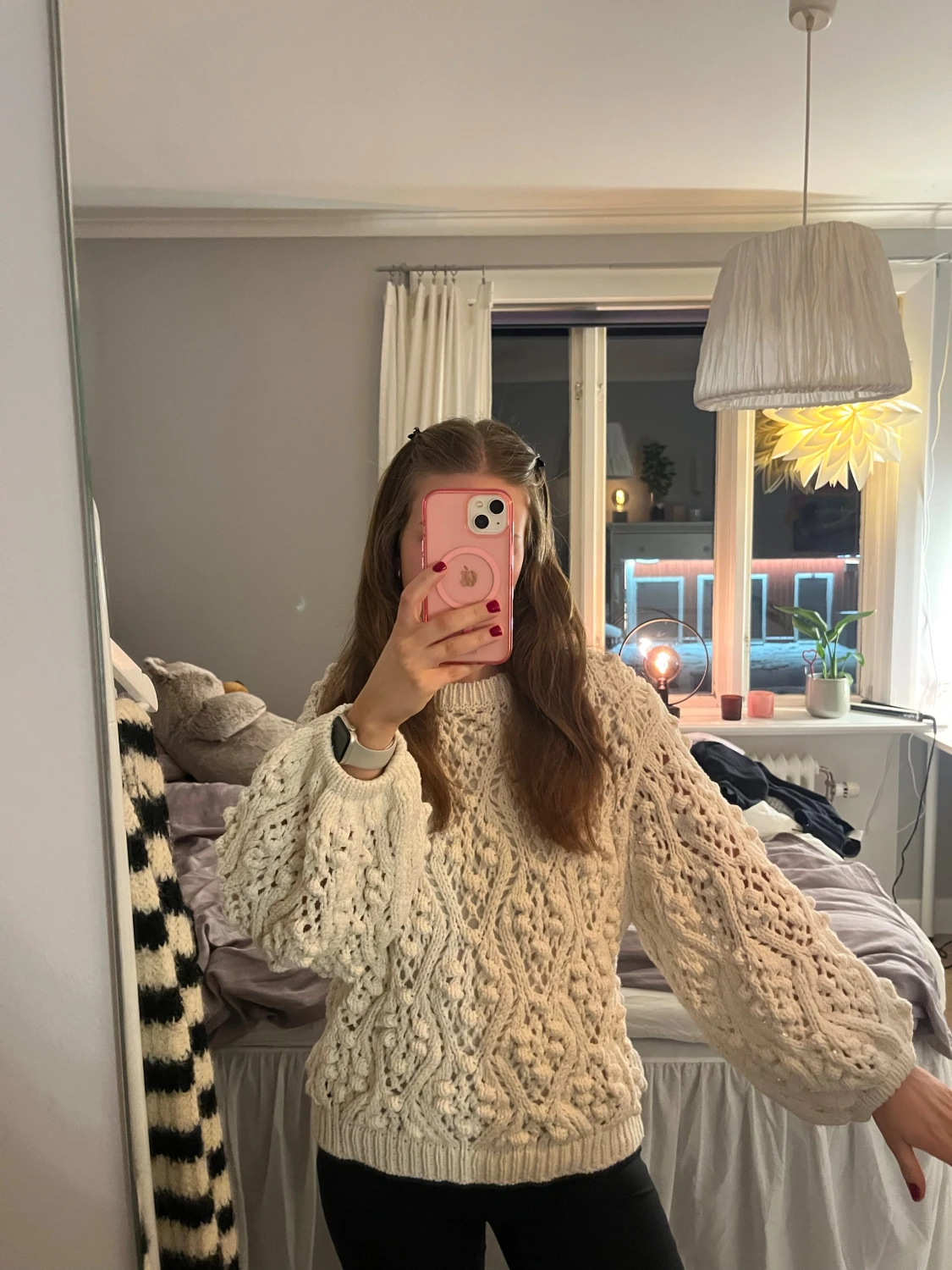 Vit chunky stickad tröja - 2