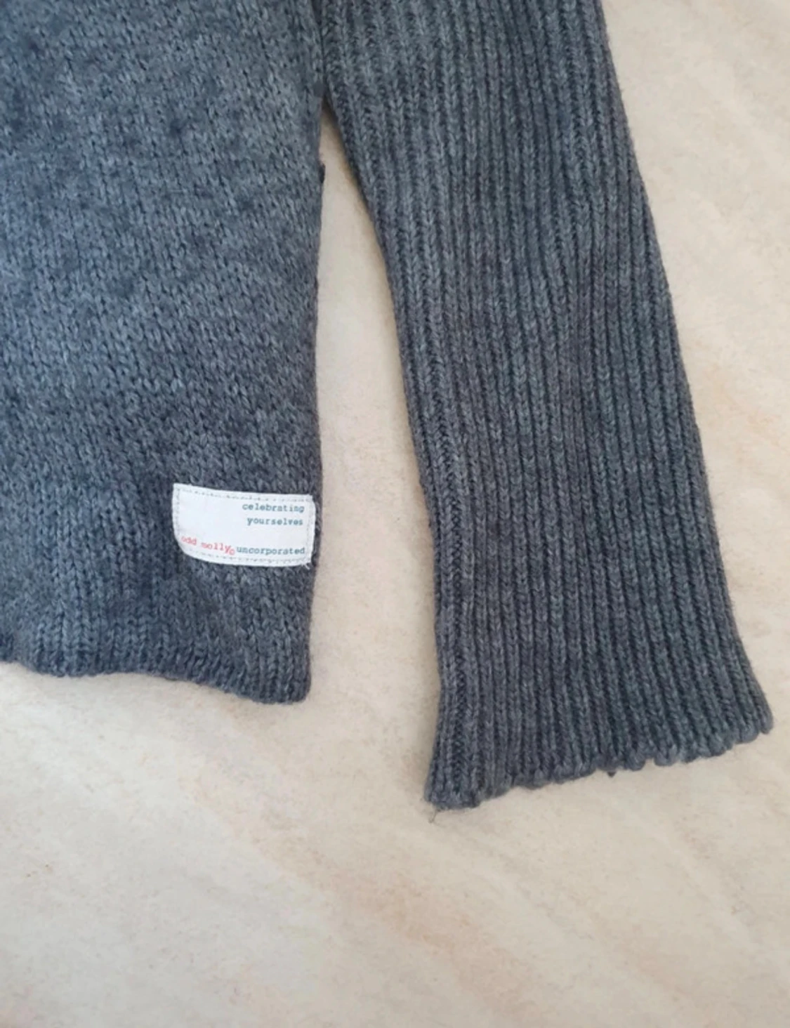 Grå stickad hoodie Odd Molly Str S - 3