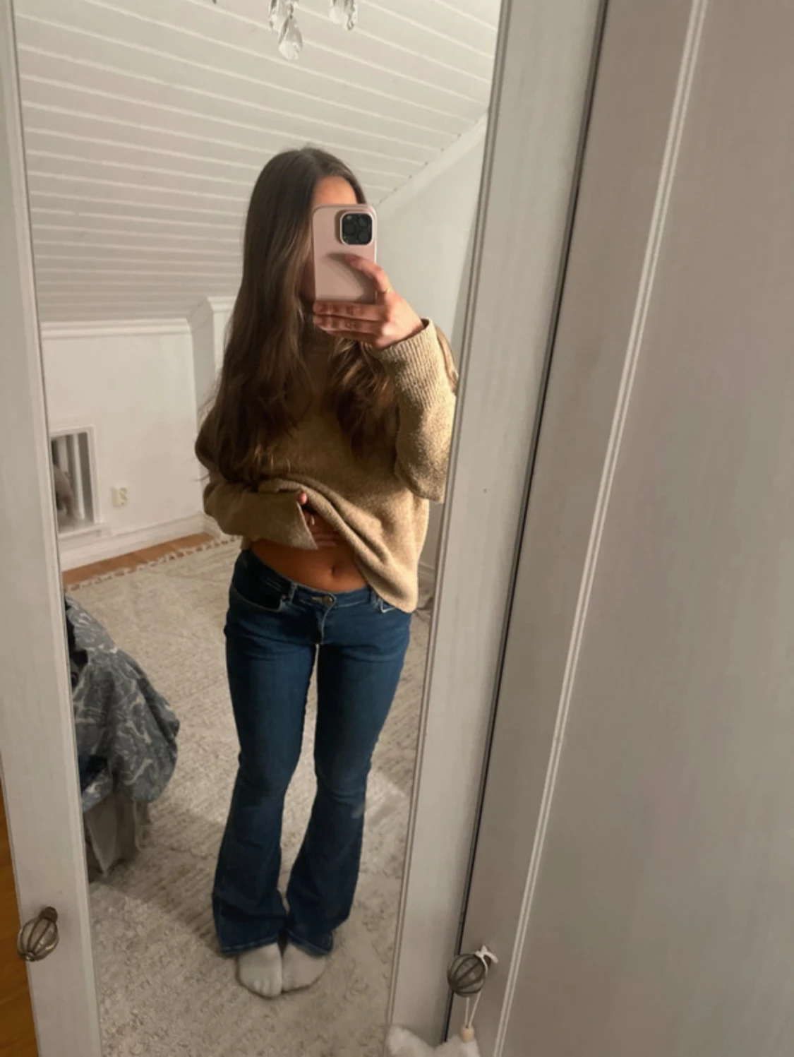 Blå bootcut jeans med låg midja - 1