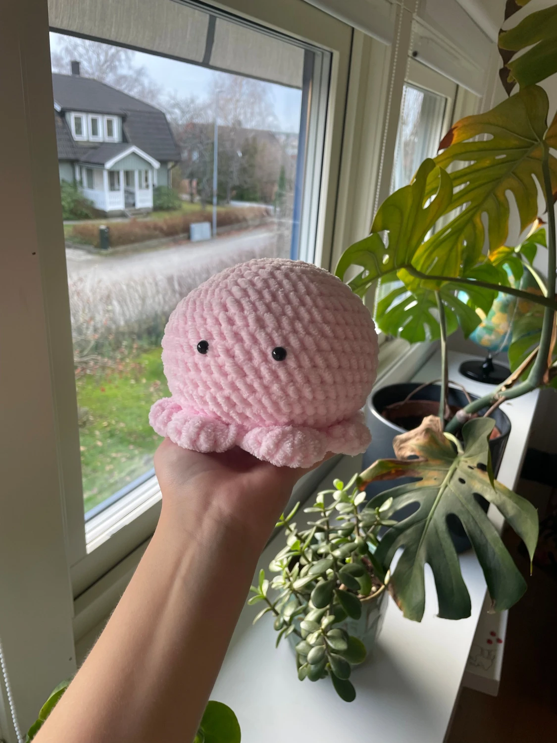 Virkad rosa bläckfisk plushie - 1