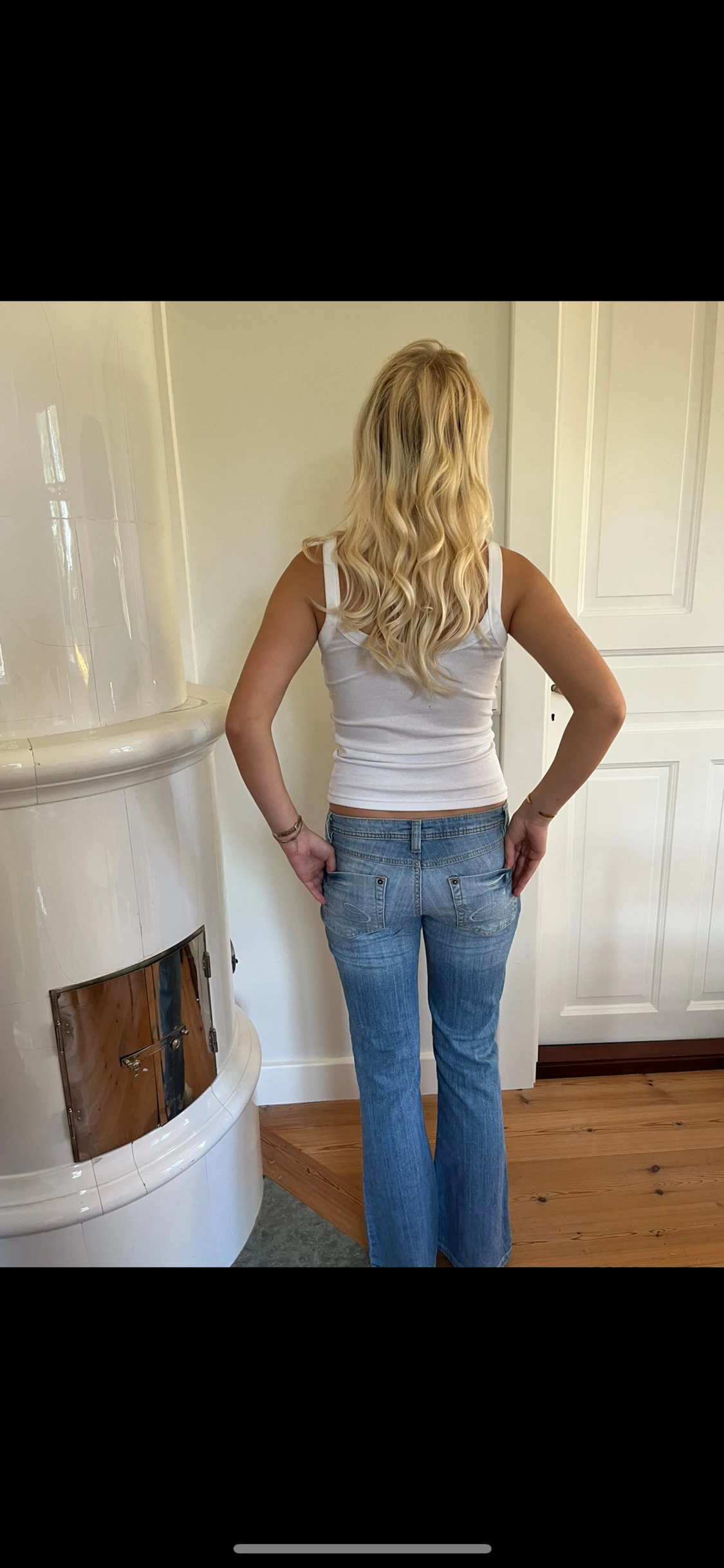 Ljusblå lågmidjade jeans vintage  - 6