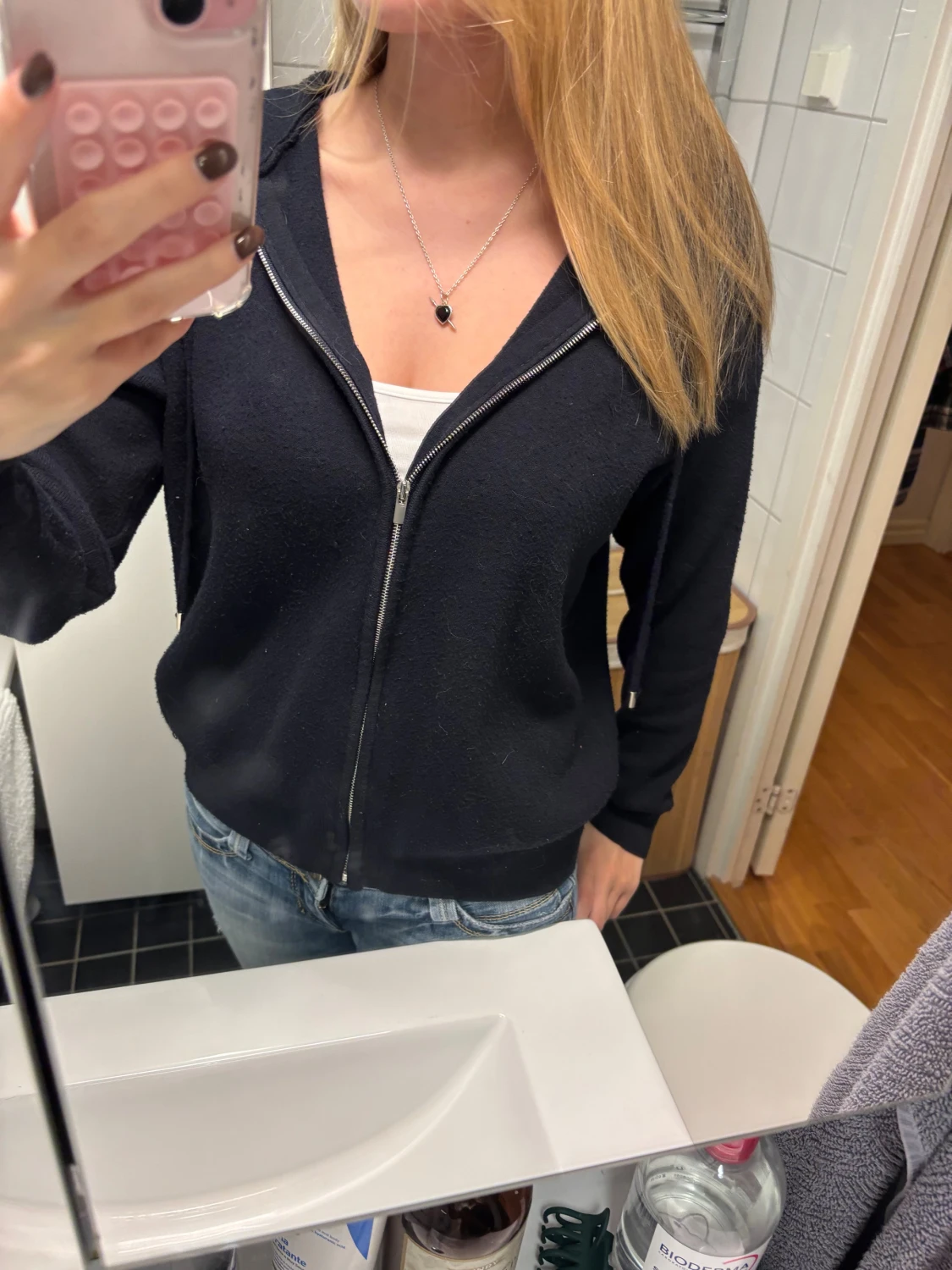 Stickad zip up hoodie