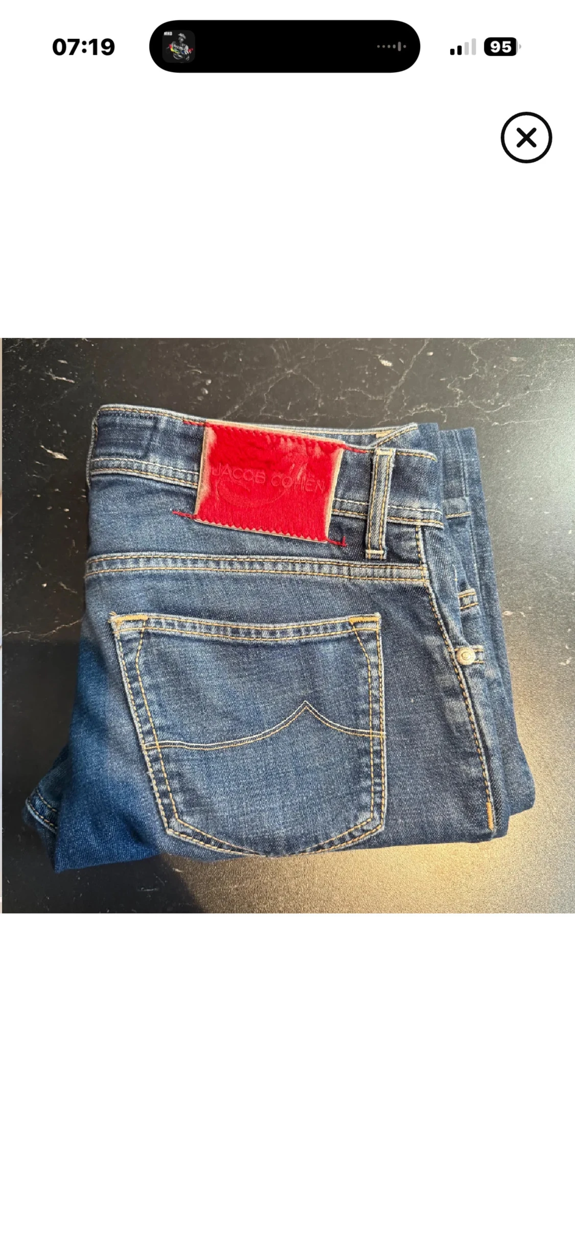 Jacob Cohen blå jeans med röd patch - 1