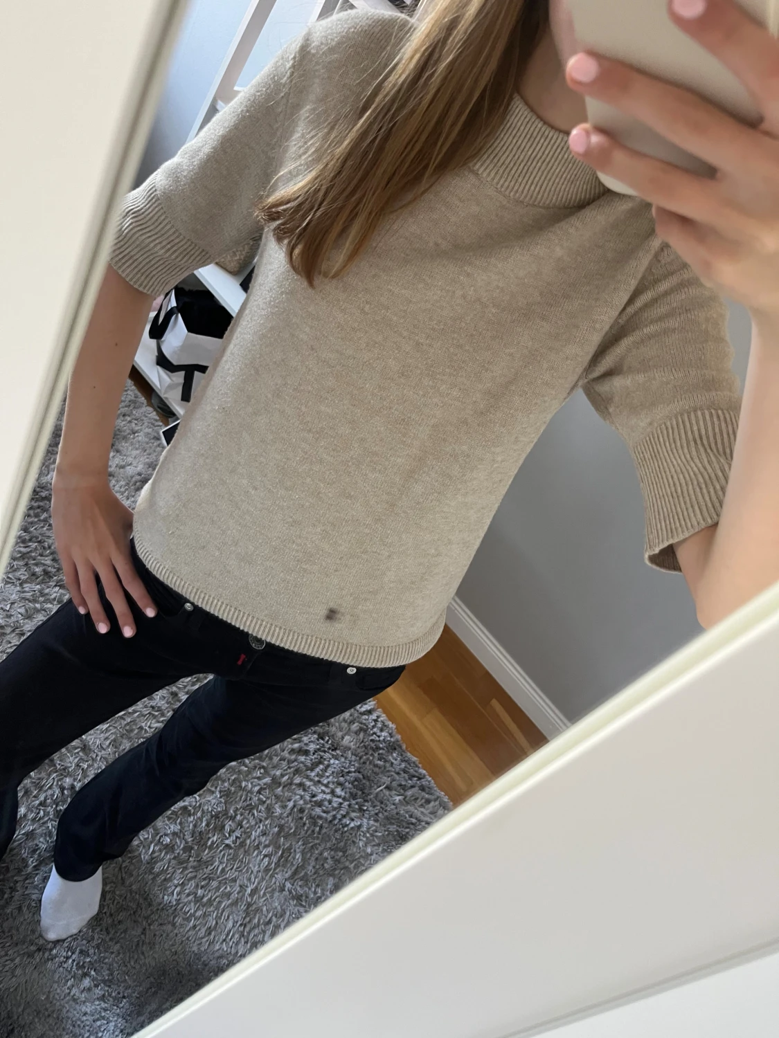 Beige stickad tröja  - 1