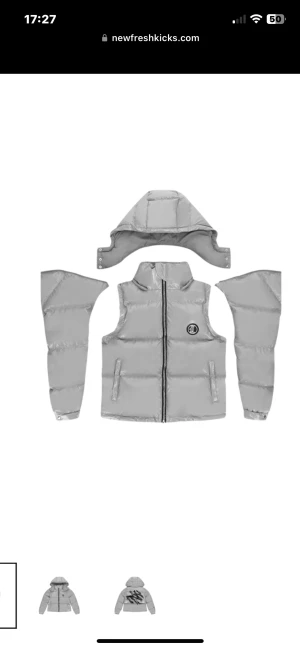 Grå pufferjacka från Lukamachain - Grå pufferjacka med avtagbara ärmar och huva från Lukamachain. Jackan har svart graffiti-tryck på ryggen, dragkedja framtill och två fickor. Glansigt syntetmaterial. Säljer den åt min kille då den tyvärr var förliten. Endast testad på. Nypris är 2000kr, pris går alltid att diskutera💞