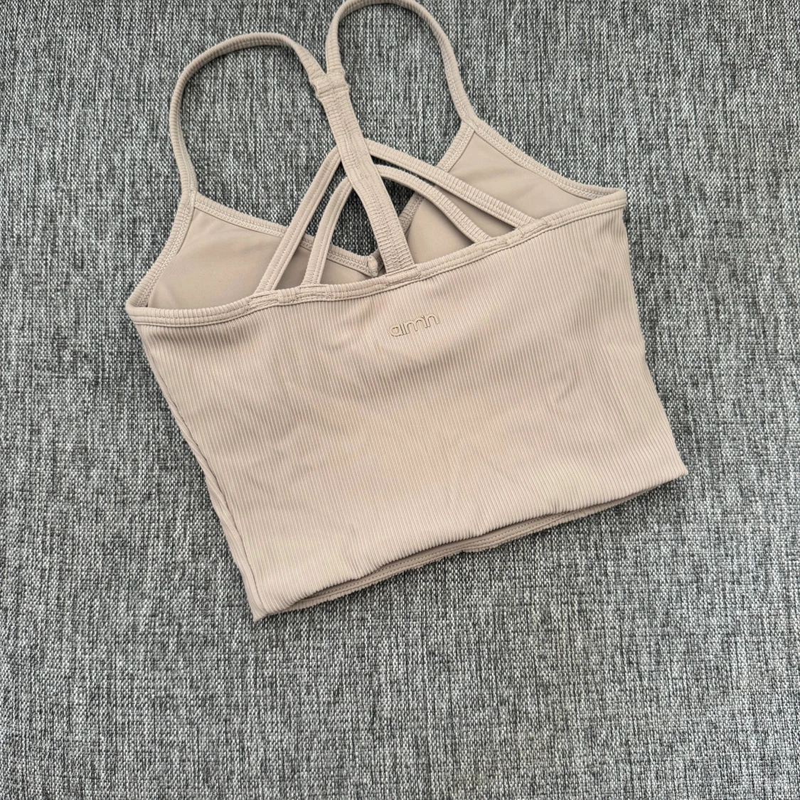 Beige ribbad linnetopp från Aim'n XS - 1