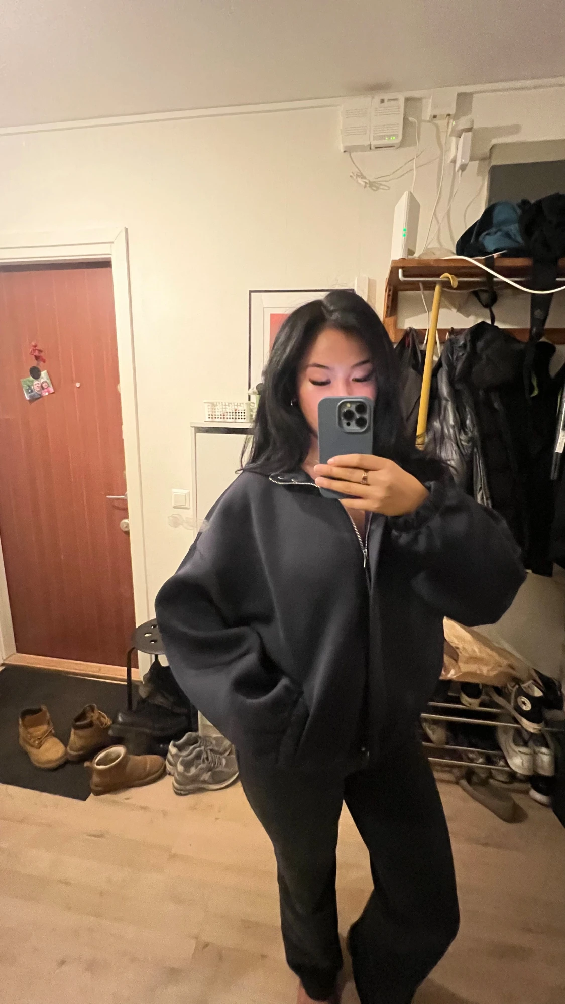 Mörkblå oversized bomberjacka - 3