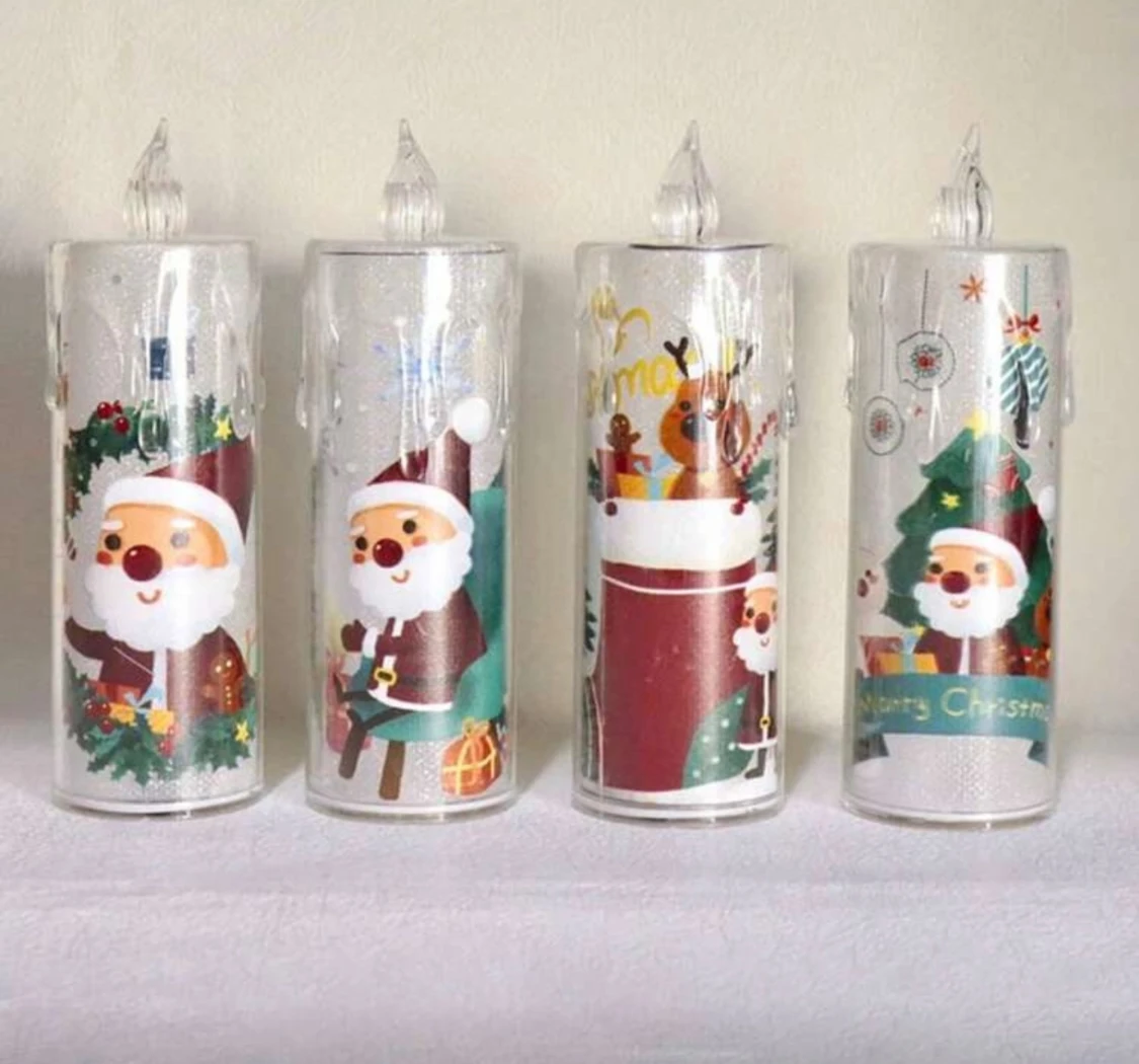 4 st LED Juldekoration Ljus Santa 12cm - 1