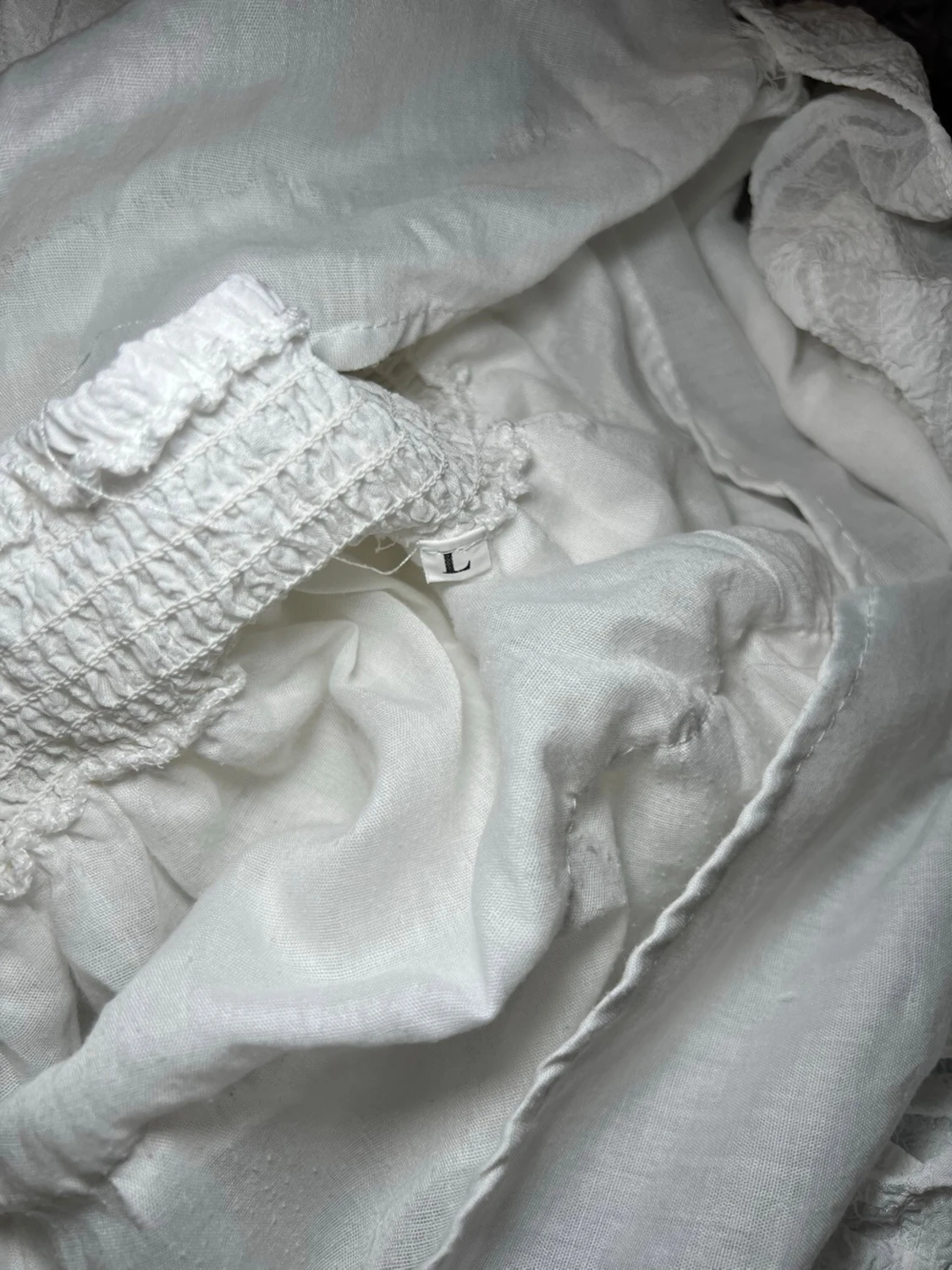 Vit volangkjol i linne, storlek L - 2